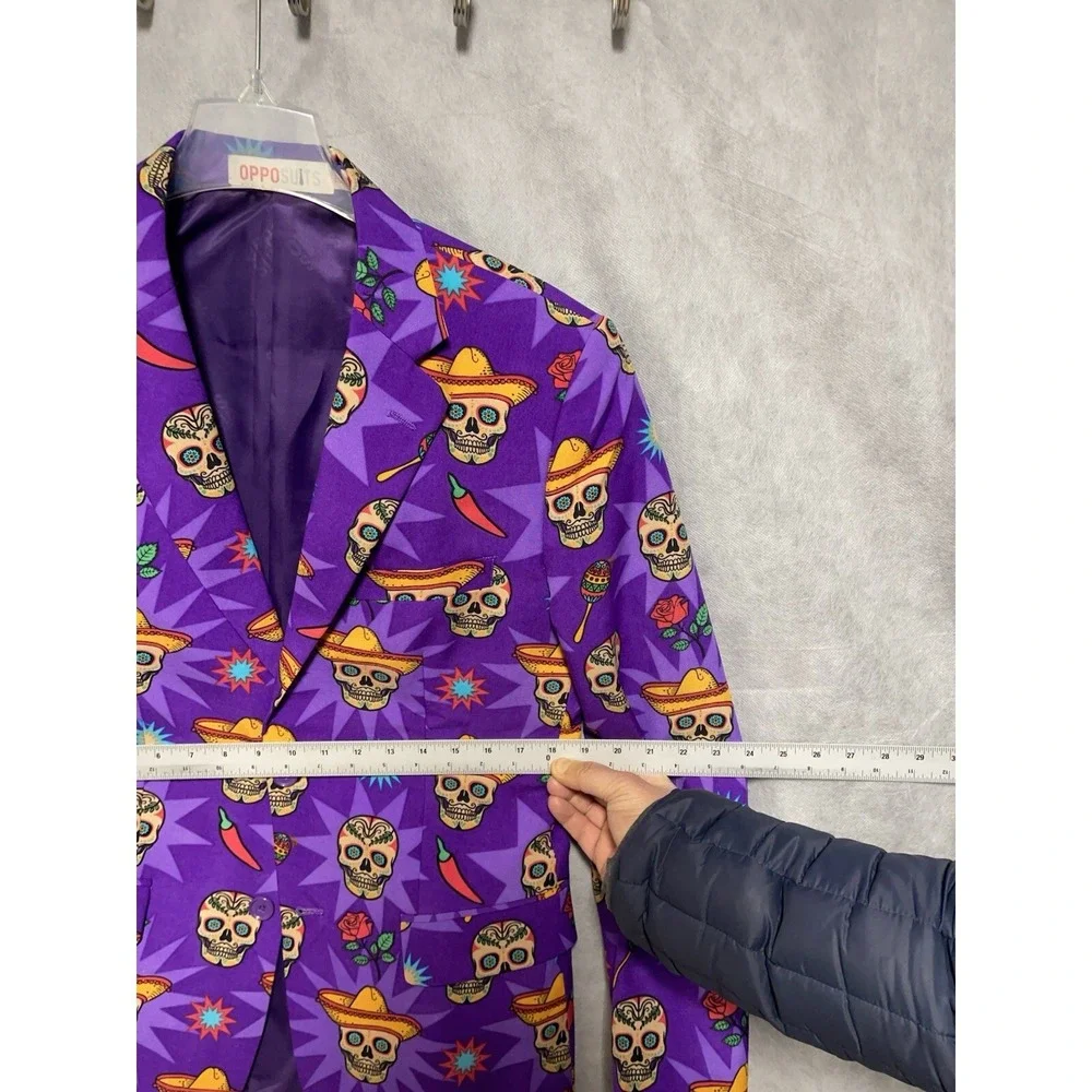 NWOT Oppo Blazer Men 38R Purple Day of the Dead Día De Muertos Halloween Jacket